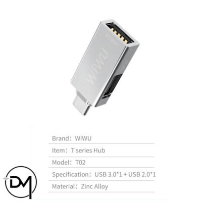 3 WIWU T02, USB Type-C HUB ( contain USB 3.0 and USB 2.0)  For Macbook, Zinc Alloy Case - Image 4