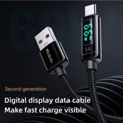 CA-869 Digital Pro Type-c 5A Super Fast Charge Data Cable 1 (4) Mcdodo CA-869, Digital Display Pro Type C to USB, 5A, Fast Charge Data Cable, 1.2m - Image 2