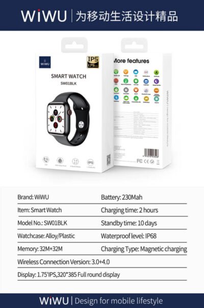 Dokanmonem-WiWU SW01 Smart Watch IP68 Waterproof Full Touch Screen Long Battery (4) WiWU SW01 Smart Watch Sport IP68 Waterproof Full Touch Screen, Long Lasting Battery (Gold) - Image 6