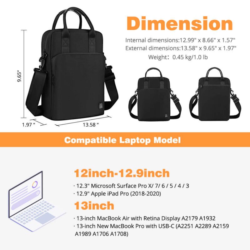 WIWU Alpha Vertical Double Layer Bag - 12.9'' -13'' &amp; 13.3'' inch Notebook / Tablet - Dokan Monem | Premium Mobile Accessories