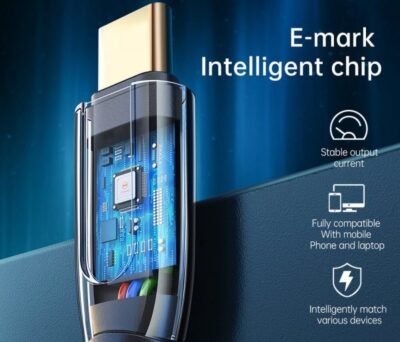 ca-812-100w-zinc-alloy-gold-plated-pd-type-c-to-type-c-cable-4 (1) Mcdodo CA-812-2m, 100W Super Charge, Type-C To Type-C, Data Cable, Fast Charge, 5A, 2meter - Image 3