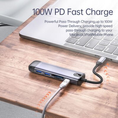 ⁦Mcdodo-HU-7740-6 In 1 USB C Hub With SD/TF⁩ - الصورة ⁦6⁩