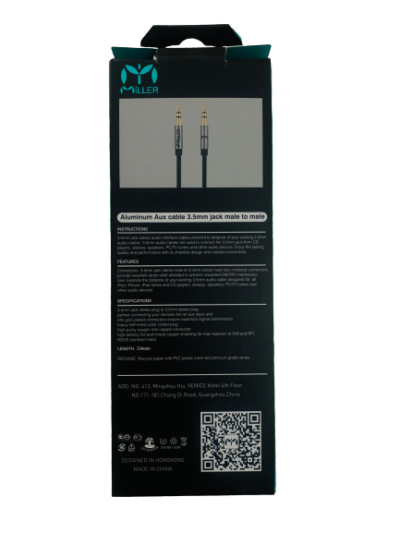 Miller Aluminum AUX cable 3.5 Jack - 2 Meter - white - Image 5