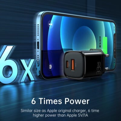 Mcdodo CH-015 33W PD+QC Mini GaN Fast Charger, Dual Port (Type-C+USB) Black - Image 4
