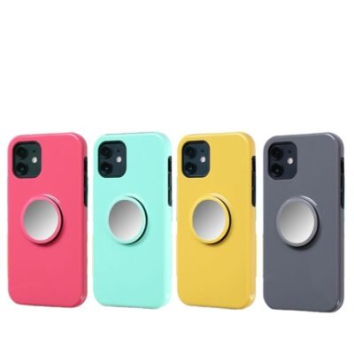 X-Fitted Mobile Phone Case with Wrist Strap Mirror for iPhone 11 series (10) X-Fitted Mobile Phone Case with Wrist Strap Mirror for iPhone 11 PRO MAX (Pink-Grey-Lilac-Aqua Blue) - Image 1