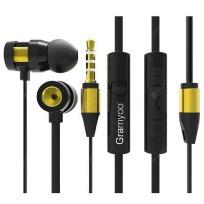 Gramyoo X16 3.5mm Audio Wired Earphone In-ear Headphone - Gold - Image 2
