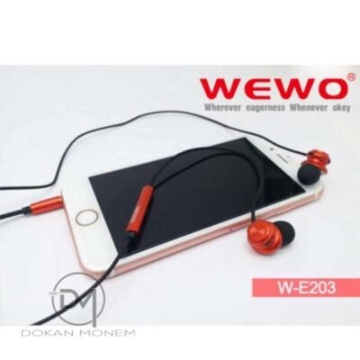 WEWO W-E203 Earphone 3.5 Audio Connection for IOS and Android - Golden and Black wire - Image 3