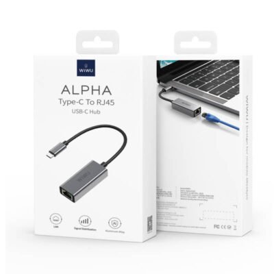 ⁦محول هاب WiWU جسم الامنيوم لتحويل بين USB-C و RJ45 Lan يعمل مع النوت بوك واللاب توب والماك بوك Macbook⁩ - الصورة ⁦3⁩